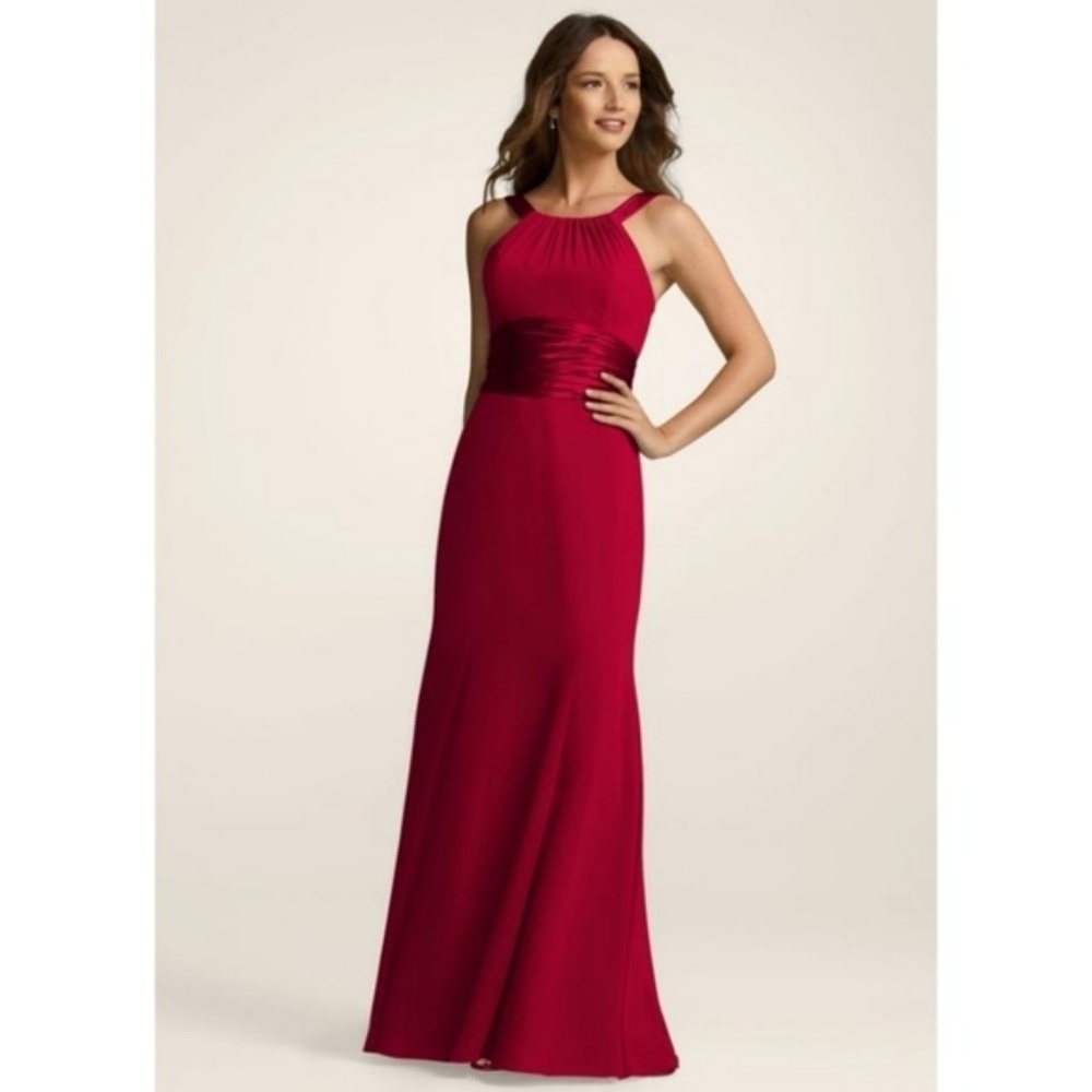 Chiffon and Charmeuse Dress with Rounded Neckline